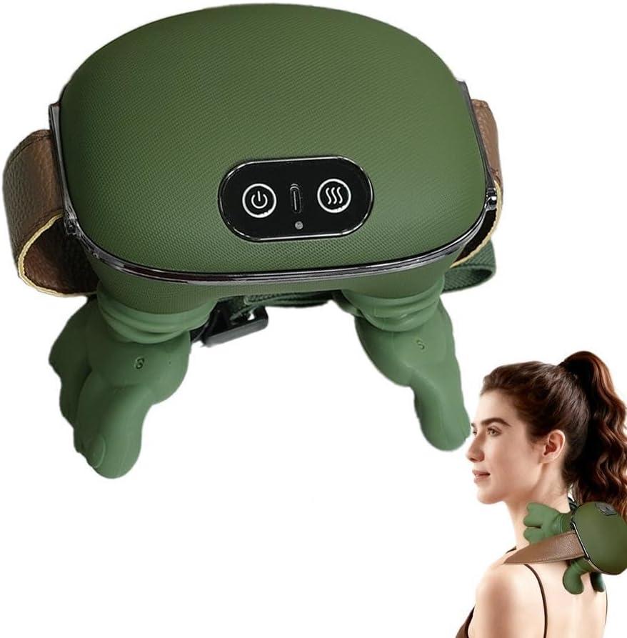 Heated Massager 2025, Portable Simulated Human Hand Design Neck and Back Massager, 4D Kneading Massage for Pain Relief Deep Tissue, Rechargeable Shoulder & Cervical Massage