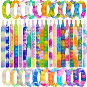 120 Pcs Pop Bracelet Bubble Fidget Sensory Toys for Party Favors, Pop Keychain Bulk for Classroom Prizes, Easter Egg Basket Stuffers Christmas Valentine Gifts for Kids Students