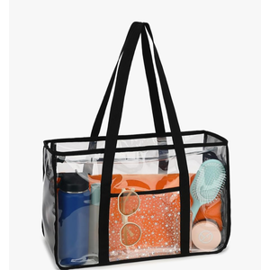 Clear Beach Bag for Women, Large Clear Tote Bag for Stadium Events - Zipper Closure, Waterproof, Sandproof