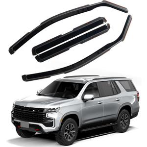 in Channel Rain Guards Fit for 2021 2022 2023 2024 2025 2026 Chevrolet (Chevy) Tahoe/GMC Yukon/Cadillac Escalade, Durable Window Wind Deflectors, Smoke Tinted Vent Window Visors Shades, 4PCS
