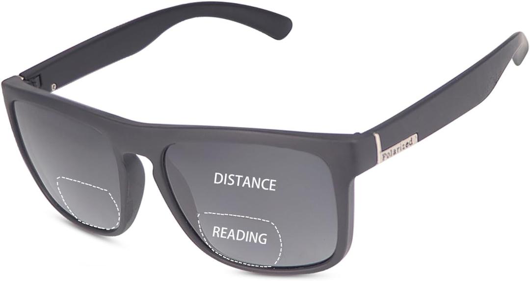 LJIMI Polarized Bifocal Reading Sunglasses UV400 Protection Blue Light Blocking Glasses Black Tinted Bi-Focal Sun Readers, 2.5x