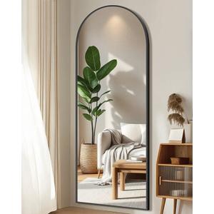 SUNQUEEN 58"x19" Floor Mirror Full Length, Arched Full Length Mirror with Stand, Full Body Mirrors for Bedroom Living Room or Cloakroom Black