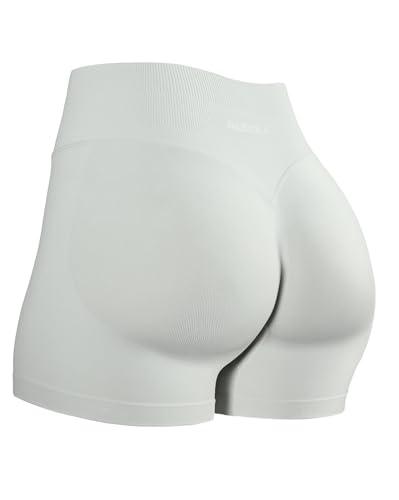 AUROLA Influence Collection Workout Shorts for Women,No Roll Up New Scrunch Seamless Gym Short-2.5" Inseam, Glacier Gray, M