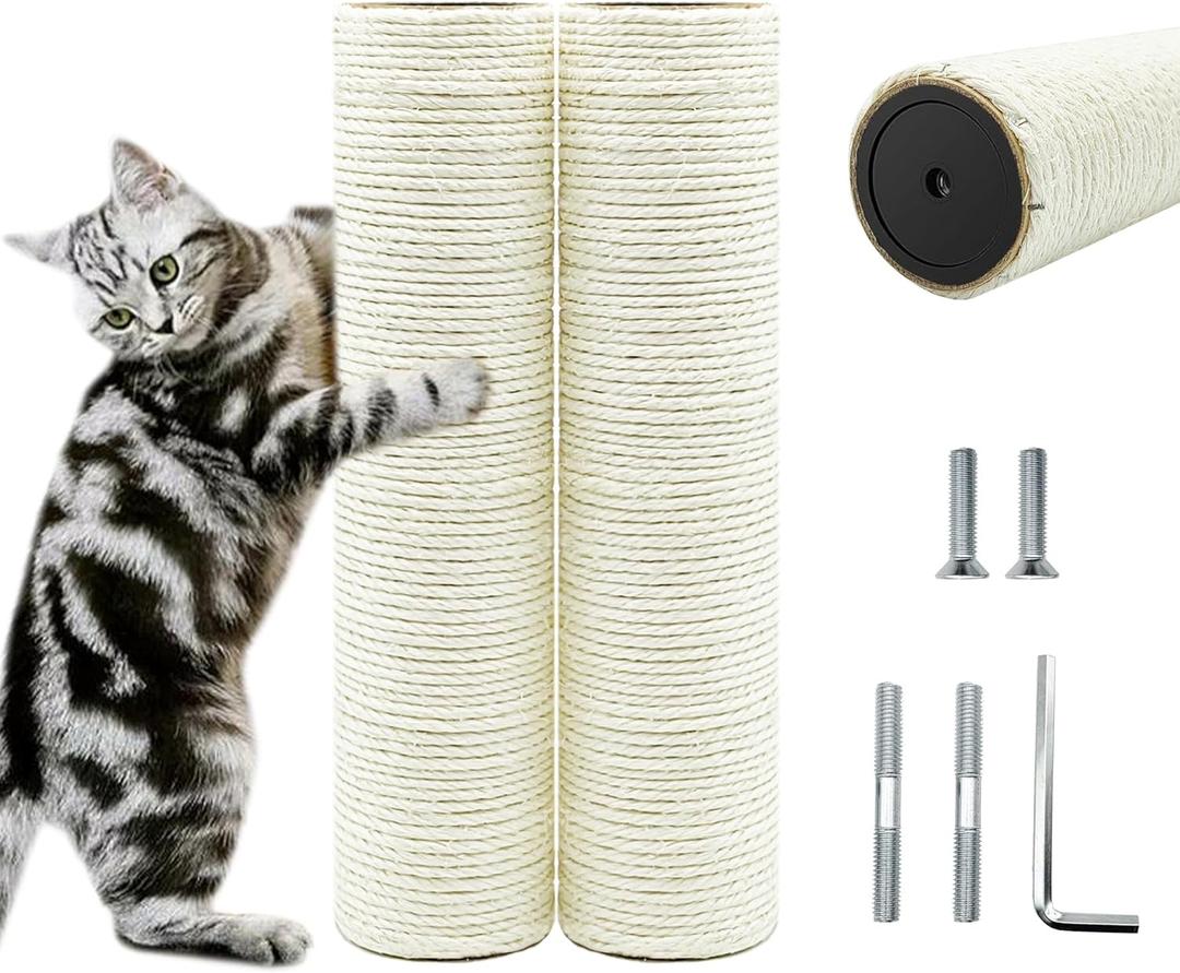 Cat Scratching Post Replacement Pole2 PCS 11.81in Cat Tree Replacement PostNatural Sisal Cat Tree Replacement Parts with M8 ScrewsCat Scratch Post Replacement for Refurbishment (11.8in/30cm) (30cm/11.81in)