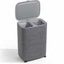 XABITAT Dual Section 90L Laundry Basket with Wheels and Lid Tall divided Double Laundry Hamper with 2 Removable Washable Bags, Large Laundry Sorter for Easy Clothes Separation