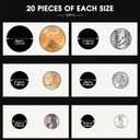 Outus 120 Self Adhesive Coin Holders, Cardboard 2x2 Holders, 6 Assorted Sizes Coin Flips Collection Supplies Collecting Cardboard Accessories for Collectors (6 Size)