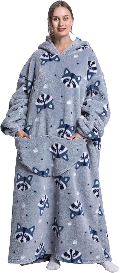 Blanket Hoodie Long,Extra Long Wearable Blanket Oversized Hoodie Blanket Hoodies for Women Snuggle Blankets for Women (Fox)