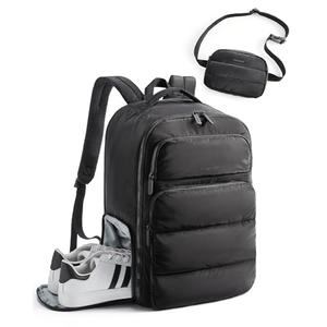 BAGSMART 35L Travel Backpack Women, 17.3 Inch Carry On Backpack Flight Approved, Personal Item Backpack Travel Bag, Water R esistant Casual Daypack, Black Missing Fanny Pack
