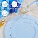 FLOWERCAT 60PCS Light Blue Heavy Duty Plastic Disposable Party Plates Set 30pcs 10.25 Dinner & 30pcs 7.5 Dessert Plates Durable Blue Tableware for Easter Parties, Wedding, BBQ & Baby Shower