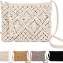 Peicees Crossbody Bag Purse For Women Bohemian Shoulder Bag Woven Crochet Purse For Summer Beach Travel Clutch Handbag