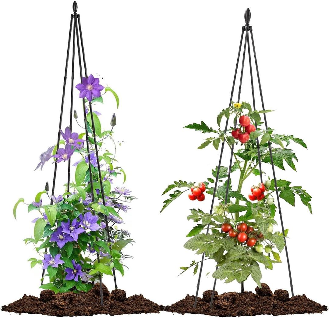Lalahoni 2 Pack Garden Trellis for Climbing Plants Outdoor Indoor, 67inch Tall Obelisk Rose Trellis Climbing Plants Support Vine Vegetable Pea Bean Cucumber Trellis for Garden Raised Bed, Lightweight