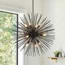 Salaiwei 31.5" 12-Light Black Sputnik Chandelier Modern Industrial Foyer Light Fixtures, Adjustable Firework Globe Ceiling Fixture for Living Room, Entryway, Dining, Bedroom, Hallway, Stairway