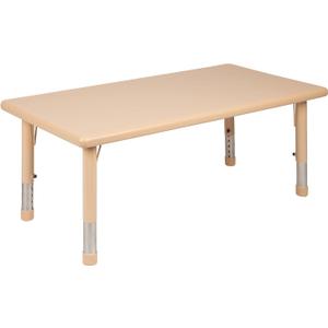 Flash Furniture Wren 24"W x 48"L Rectangular Natural Plastic Height Adjustable Activity Table, 1 Pack