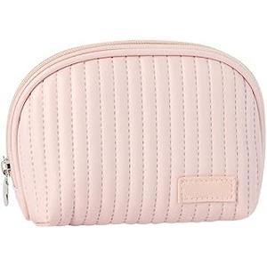 3 x GSHLLO Half Circle Makeup Bag Soft PU Leather Cosmetic Bag Portable Skincare Storage Pouch Multi Functional Toiletry Pouch with Zipper Small Lipstick Organizer for Business Trip Pink