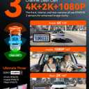 IIWEY 4K Dash Cam 3 Channel, Triple STARVIS 2 Sensors (IMX678 Front, IMX675 Cabin & Rear), 4K+2K+1080P HDR, Night Vision 3.0, PlateTag AI for Plate Clarity, 5GHz WiFi, GPS, Parking Mode, 128GB Card In