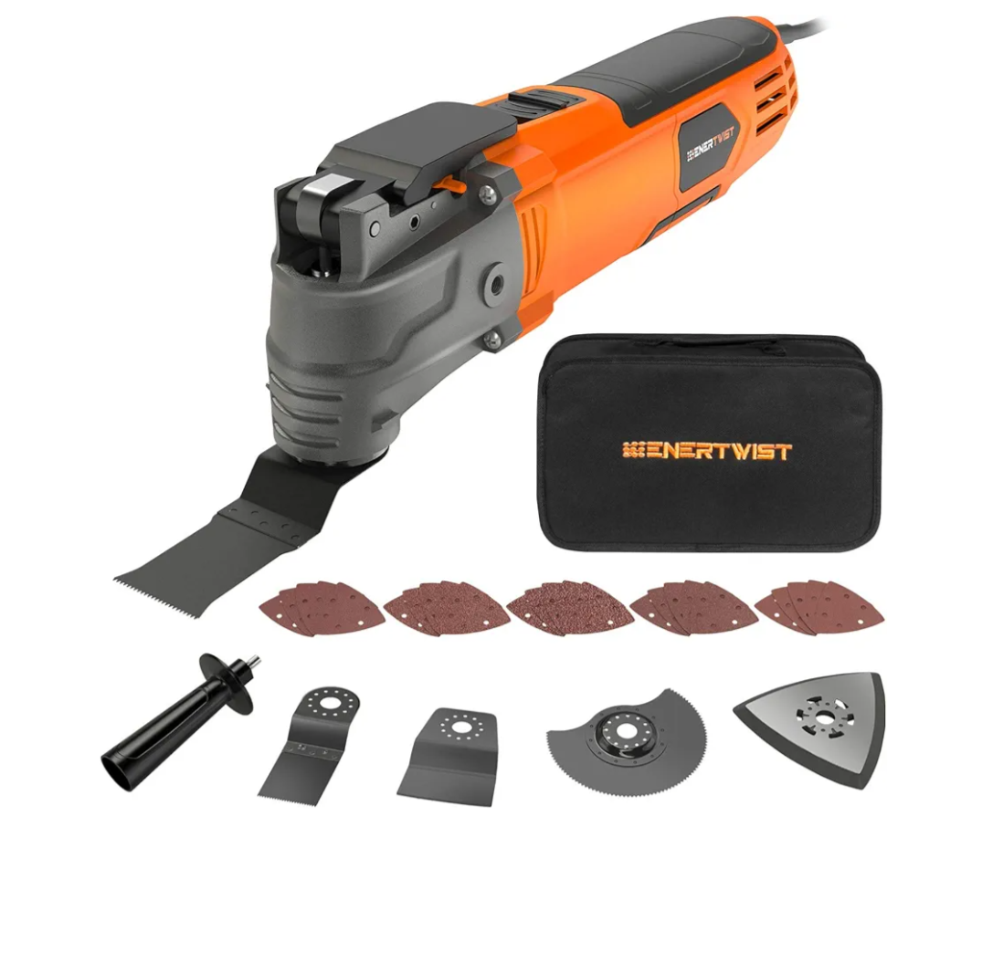 ENERTWIST Oscillating Tool, 4.2 Amp Oscillating Multitool Kit with 5° Oscillation Angle, 6 Variable Speed, 31pcs Saw Accessories, Auxiliary Handle and Carrying Bag, ET-OM-500