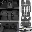 Floor Mats & Trunk Mats with Backrest Mats for 2022-2025 Kia Carnival MPV 8 Seats (Not for Hybrid Fits LX w/seat Package, EX and SX) All Weather Protection TPE Car Floor Liners Full Set (for 2022-2024 Kia Carnival MPV 8 Seats All mats)