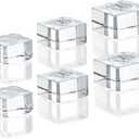 ZEERSHEE 6 Pack Square Crystal Display Bases for 3D Laser Balls 6pcs Glass Stands for Crystals Resin Acrylic Art Home Decoration