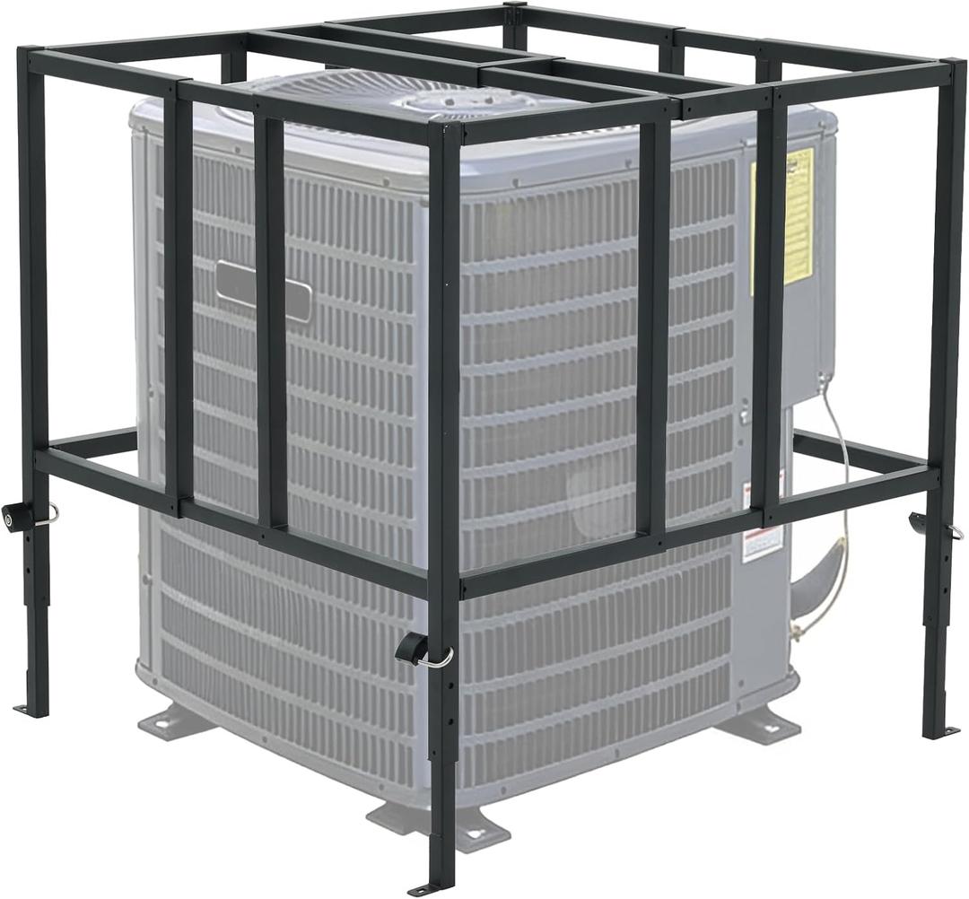 Air Conditioner Cage, Heavy Duty Adjustable AC Guard, Powder-Coated Steel Security Enclosure, Anchorable & Lockable for Outdoor AC Units, Fit 31" to 46" Width, 32" to 50" Height