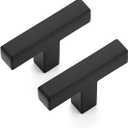 Ravinte 5 Pack Solid Single Hole Slim Square Bar Drawer Handles - Cabinet Hardware Pulls in Matte Black - Kitchen and Bathroom Handles