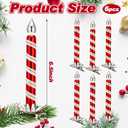 Soulchen 6 Pcs Candy Cane Striped Clip-on Candle Ornaments for Christmas Tree Vintage Retro Glass Frosted Taper Glittery Candle Stick Christmas Tree Ornaments for Holiday Decor