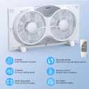shinic 2026 9 Inch Twin Window Fan Quiet, Reversible Airflow, 3 Speeds, Adjustable Width 23.5"-37", ETL Certified for Bathroom/Kitchen