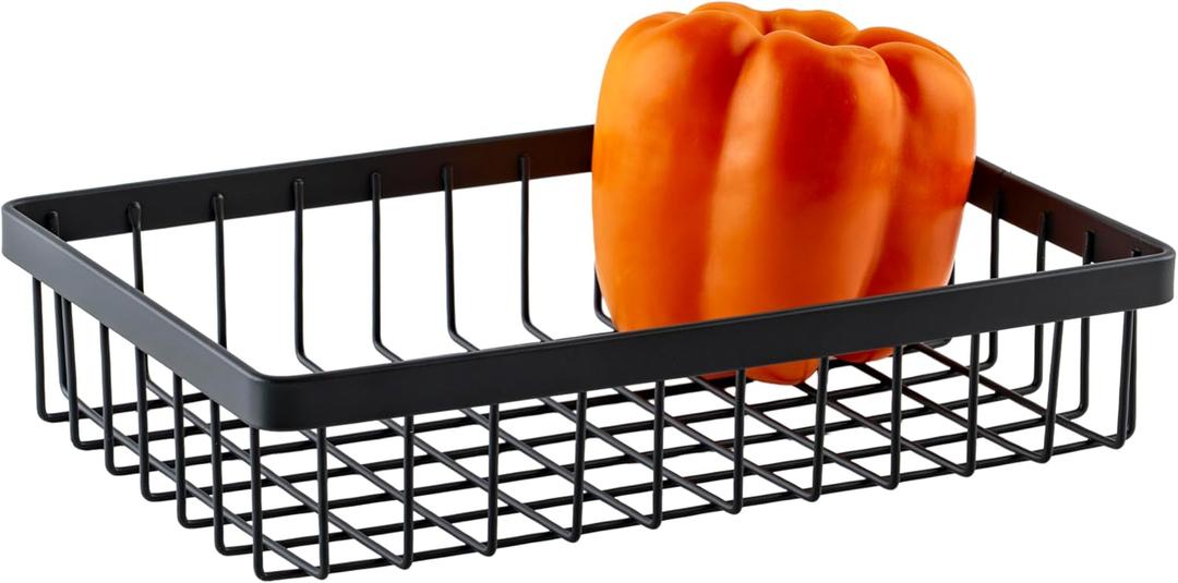 G.E.T. WB-962-MG Rectangular Metal Storage Wire Basket for Pantry, Produce and More, 9" x 6" x 2", Gray