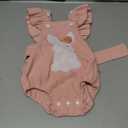 Nicoxijia Newborn Baby Girl Easter Outfit Bunny Carrot Embroidery Ruffle Sleeve Romper Bodysuit Jumpsuit with Headband Outfit (Pink, 0-3 Months)