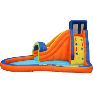 BANZAI Pipeline Water Park Toy, Length: 14 ft 7 in, Width: 9 ft 6 in, Height: 7 ft 11 in, Inflatable Outdoor Backyard Water Slide Splash Bounce Climbing Toy
