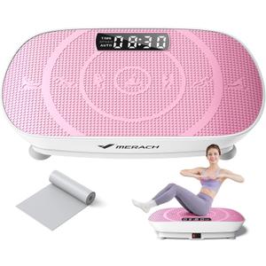 MERACH Vibration Plate Exercise Machine, Whole Body Workout Equipment for Women, Bluetooth and Silicone Pedal, Vibration Plate with Auto Mode, Vibrate Fitness Platform for Home