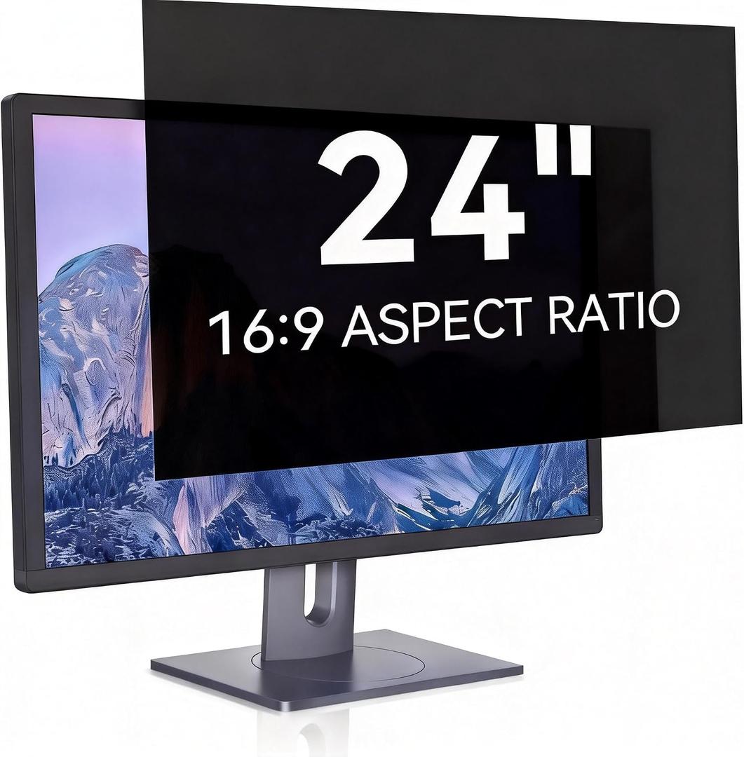 24 Inch 16:9 Computer Privacy Screen Filter, Anti Scratch Anti Spy Anti-Glare Blue Light Screen Protector for Desktop