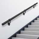6.6ft Stair Railing Indoor Metal Hand Rails for Indoor Stairs 1.5" Pipe Stair Handrail Aluminum Wall Mounted Indoor/Outdoor Handrail for Steps Black Industrial Handrail for Stairs