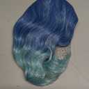 Ombre Blue Wigs for Women Short Curly Wavy Blue Wig for Girls Short Bob Wig With Bangs Heat Resistant Synthetic Wigs for Cosplay Costume Party (Blue Ombre Wig)