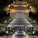 XMCOSY+ Solar Lights Outdoor Waterproof, 6 Pack Adjustable Brightness Solar Pathway Lights, 3-in-1 Landscape Light for Yard Backyard Driveway Walkway Landscape Path (Warm/Cool White)