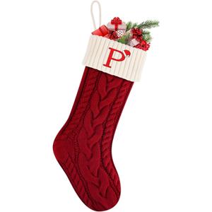 Christmas Stockings,Christmas Decoration Knitted Soft & Comfortable Stockings,Hanging Long Tube Letter Xmas Stocking for Fireplace (1p-red)