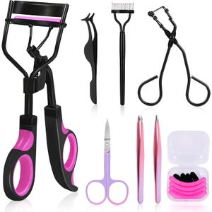 Eyelash Curler, MODUSKYE Lashes Curler Eyebrow Kit with Silicone Pads, Eyelash Seperator, Extension Tweezers, Eyelash Comb Eyes Curlering Makeup Tools for Women