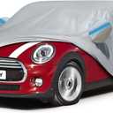 Car Cover for 2002-2026 Mini Cooper 2 Door, Waterproof Custom-fit All Weather Sun Rain UV Dust Snow Protection Windproof Outdoor Full Car Cover with Door Zipper and Cotton Lining-Grey