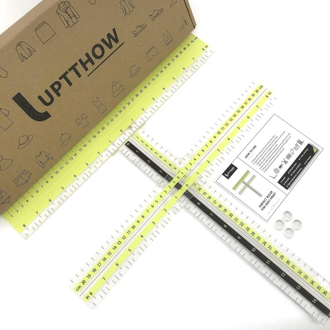 T-Shirt Alignment Ruler Guide Tool to Center Designs Acrylic Transparent Movable T Ruler Set for Heat Press Adult Kids Children Little Boys Tee Clothing Measurement Tool