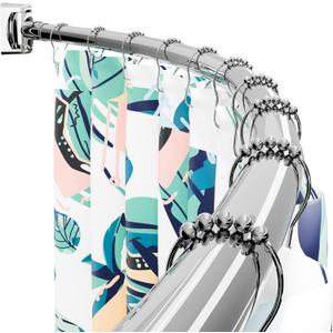 DYHOME Curved Shower Curtain Rod, Need to Drill, 35-76 inches Adjustable Curved Shower Rod Rustproof Shower Rod Round Shower Curtain Rod for Bathroom, Bathtub, Stall, Stainless Steel, Chrome