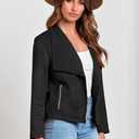 PRETTYGARDEN Women's Faux Suede Jackets 2026 Fashion Fall Clothes Long Sleeve Open Front Cropped Coat Outwear (Black, S)