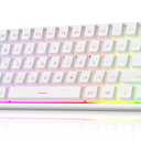 MageGee Mini 60% Gaming Keyboard, Upgrade RGB Backlit 61 Key Ultra-Compact Keyboard, TS91 Ergonomic Waterproof Mechanical Feeling Office Computer Keyboard for PC, MAC, PS4, Xbox ONE Gamer(White)