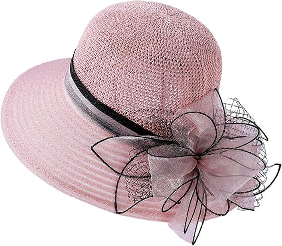 KORADI Women Organza Kentucky Derby Hat Fascinators Bucket Bowler Hat for Tea Party Bridal Wedding Church Dress Hat Sun Cap (One Size, Purple)