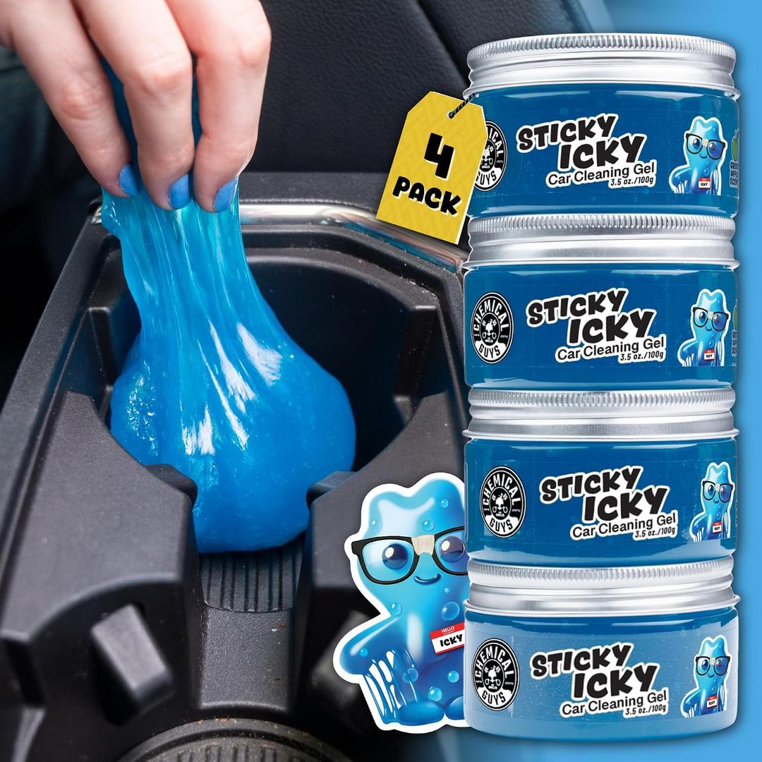 Chemical Guys Sticky Icky Car Cleaning Gel, Green Apple, Interior Car Cleaner, Reusable Automotive Crevice & Interior Dust Cleaner for Air Vents, Consoles, Cup Holders & Keyboards, 2 Pack (100g Each)