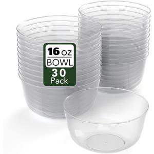 Trendables Clear Plastic Bowls - Perfect Disposable Bowls 16 Oz Each (30 Count) - Large, Heavy Duty - Ideal For Weddings And Parties