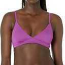 Amazon Essentials Women's Light-Support Classic Bikini Swimsuit Top, Violet, Small Top, Large Bottoms, Medium Bottoms
