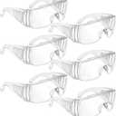 Frienda 6 Pairs Clear Safety Glasses Over Eyeglasses Goggles Clear Glasses Anti- Fog/Scratch Eye Protection Polycarbonate Protective Eyewear Safety Goggles For Shooting, Lab, Outdoor, Workplaces