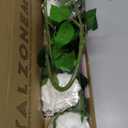 YalzoneMet 3.5'' Big Bloom White Rose Artificial Flowers 4Pcs Real Touch Rose Faux 17.7 Inch Long Stem Austen Roses Peonies Fake Flowers for Home Kitchen Party Christmas Flower Wedding Decor