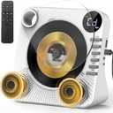 CD Player with HiFi Dual Speaker Bluetooth,Desktop CD Player for Home White with Remote Control,Dust Cover,LCD Display,Sleep Timer,EQ Sound,USB/AUX/3.5mm Earphone Jack Kids,Gift