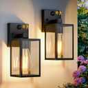 MAGGIFT 2 Pack Motion Sensor Outdoor Wall Lanterns, Outdoor Wall Light Fixtures, Dusk to Dawn Sconce, E26 Base Waterproof Exterior Sconces Decor for Patio Yard Front Door Entryway, Black