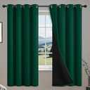 COSVIYA 100% Dark Green Blackout Curtains for Kids Room 63 Inches Length